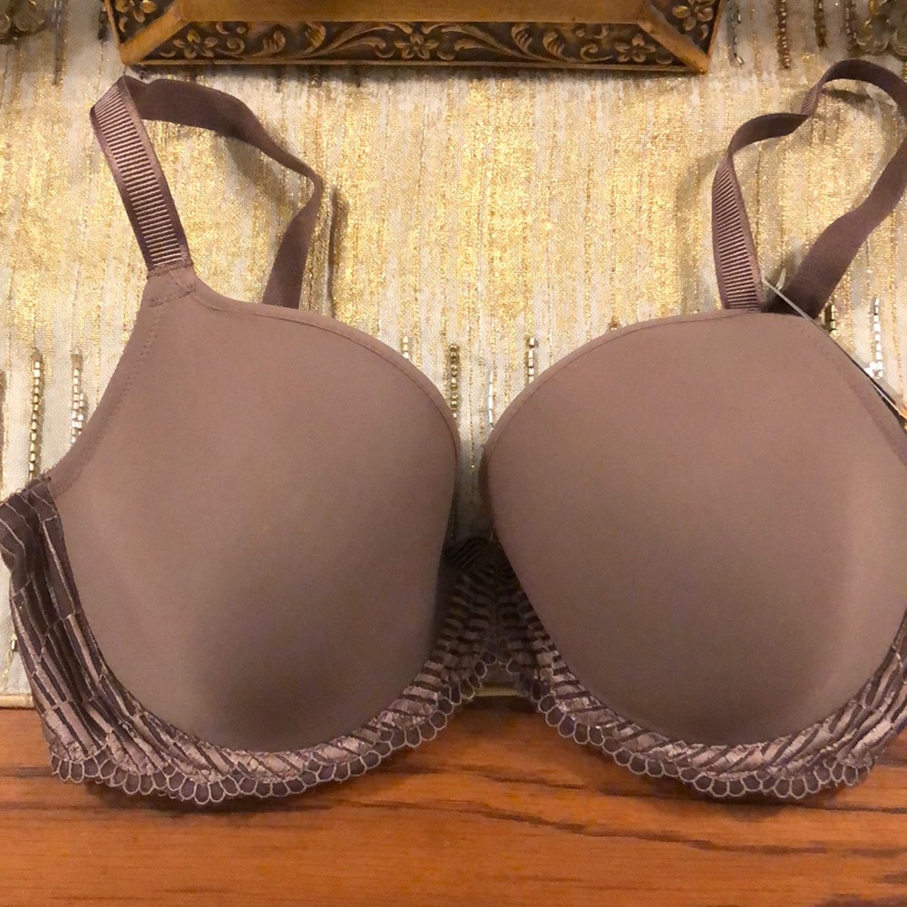Wacoal La Femme 🔥 plunge T-Shirt bra fleshy mocha tone 34 DD underwire bra 😍 - Picture 3 of 10